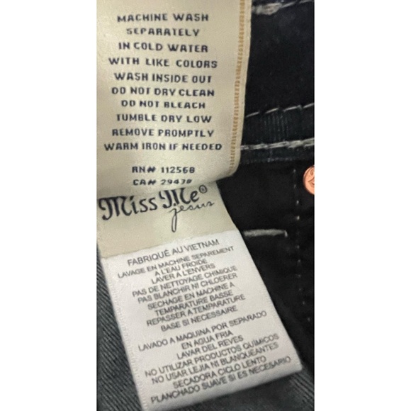 Miss Me Hailey Skinny Embroidered Fleur De Lis Jeans 29x28 Like New - Picture 8 of 11